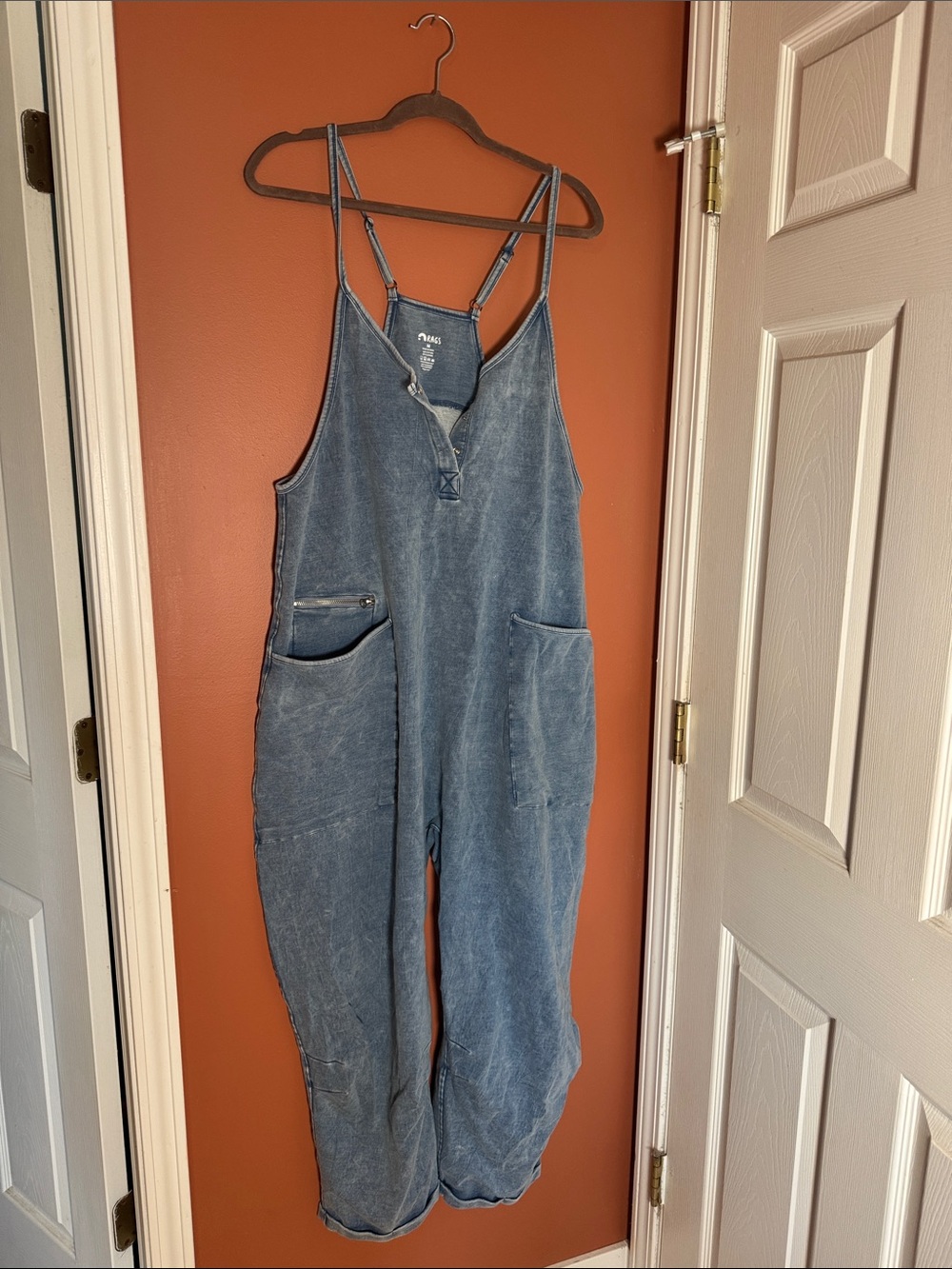 Rags washed denim romper